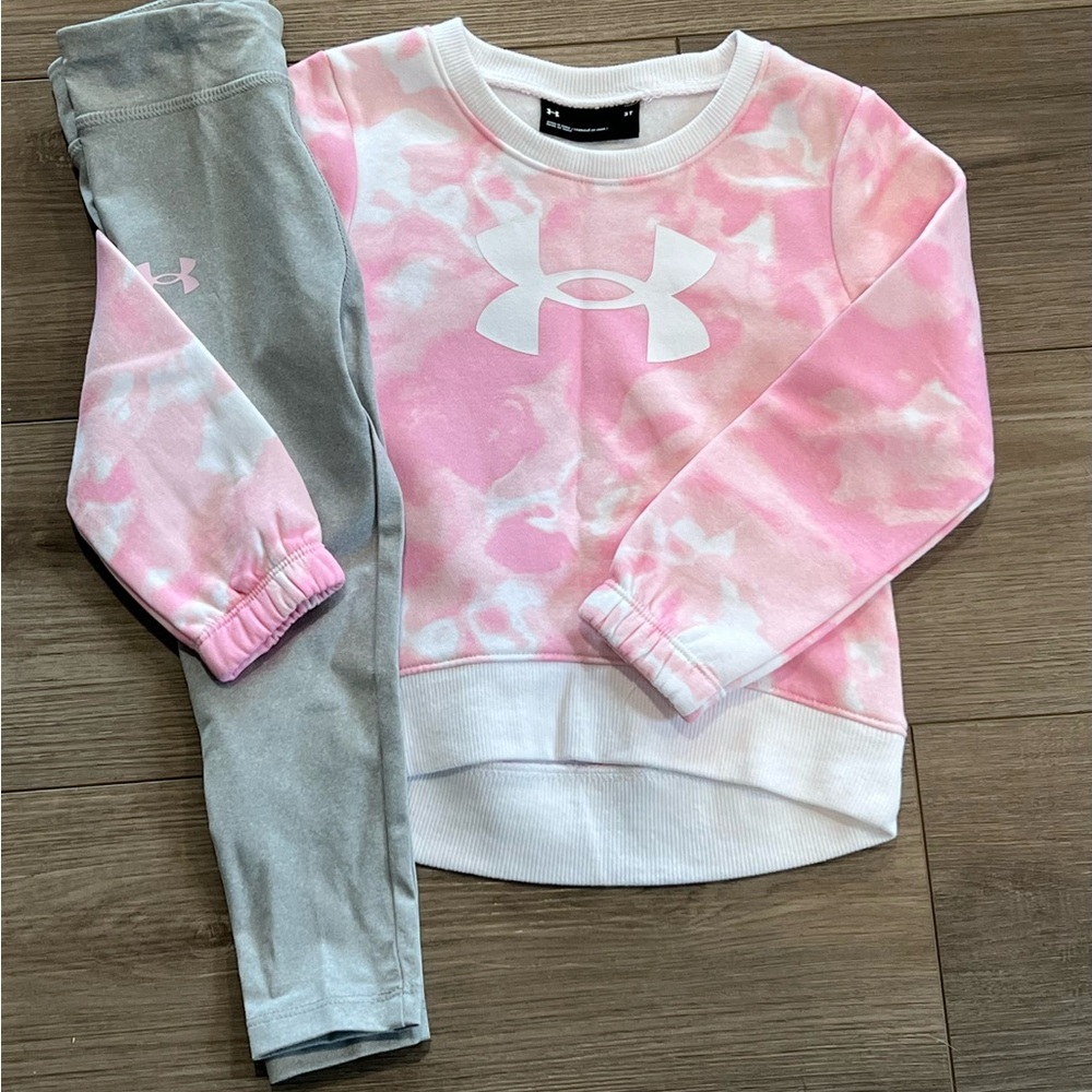 Under Armour Pink Tie-Dye Sweatshirt and Gray Leggings Set